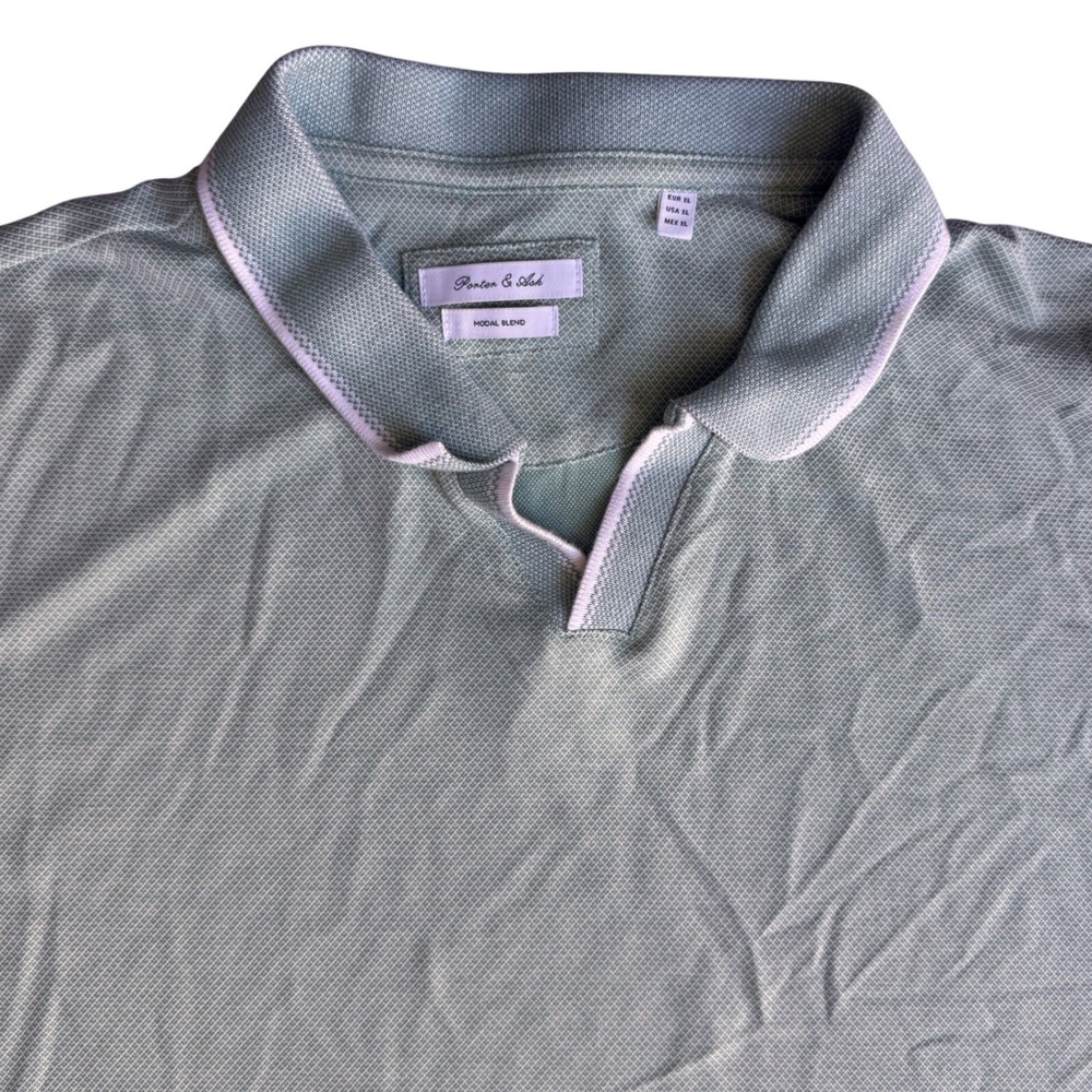 Porter & Ash Mens‎ XL Short Sleeve Polo Shirt Sage Green Modal Blend